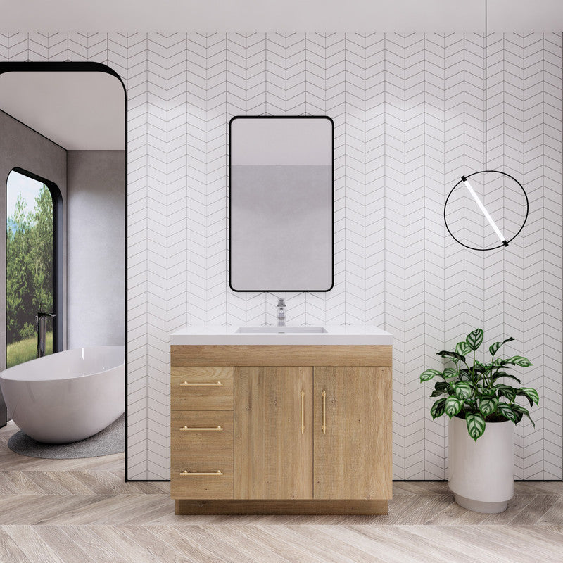 Aqua 42” Single Sink Freestanding Bathroom Vanity (Left Side Drawers)