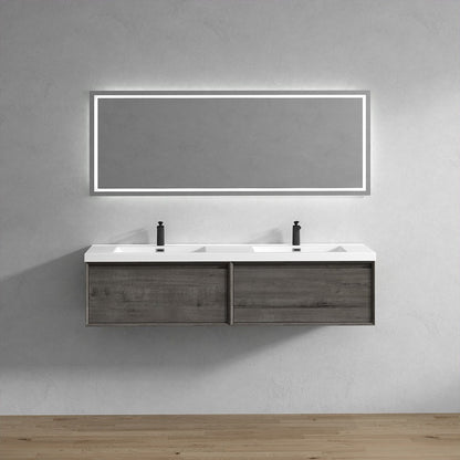 Nordic 72” Double Sink Floating Bathroom Vanity