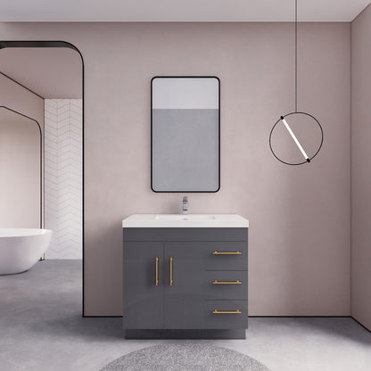 Aqua 36” Single Sink Freestanding Bathroom Vanity (Right Side Drawers)