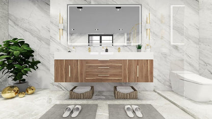 Boreal 72" Double Sink Floating Bathroom Vanity (Middle Drawers)