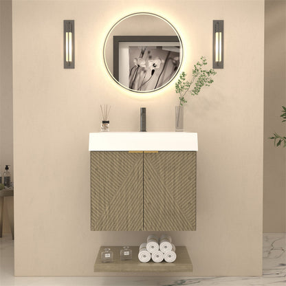 Karina 24" Fluted Floating Bathroom Vanity with Integrated Sink