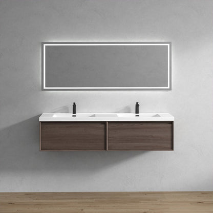 Nordic 72” Double Sink Floating Bathroom Vanity