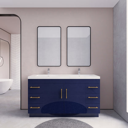 Aqua 60” Double Sink Freestanding Bathroom Vanity