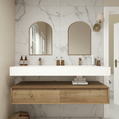 Madeno 60" Double Faucets Modern Floating Bathroom Vanity