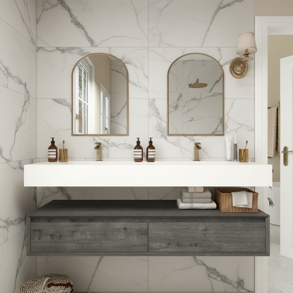 Madeno 60" Double Faucets Modern Floating Bathroom Vanity