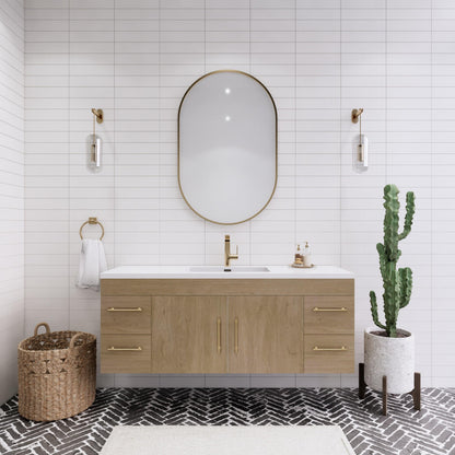 Aqua 60“ Single Sink Floating Bathroom Vanity (Center Sink)