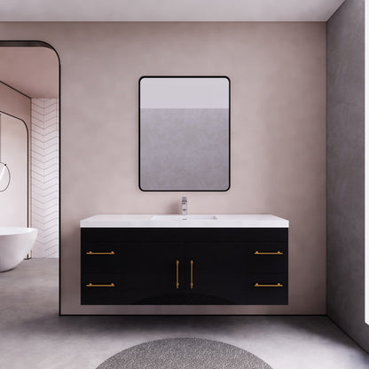 Aqua 60“ Single Sink Floating Bathroom Vanity (Center Sink)