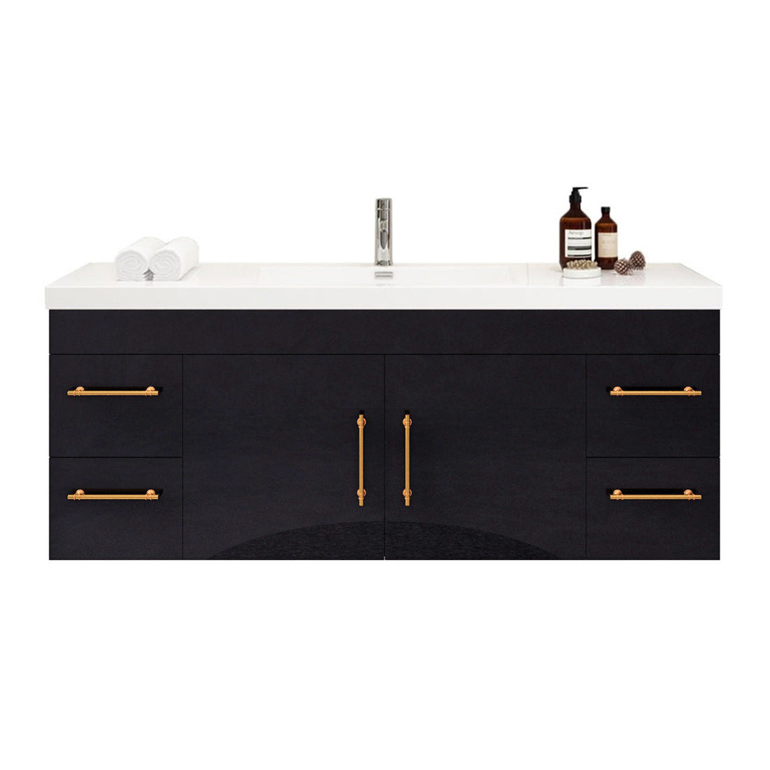 Aqua 60“ Single Sink Floating Bathroom Vanity (Center Sink)