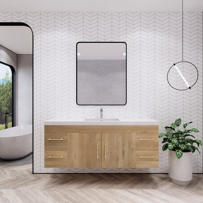 Aqua 60“ Single Sink Floating Bathroom Vanity (Center Sink)