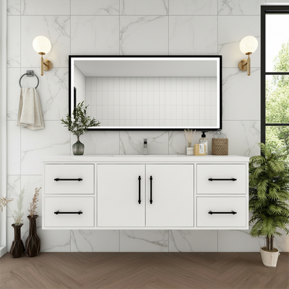 Arezzo 60" Solid Wood Floating Bathroom Vanity