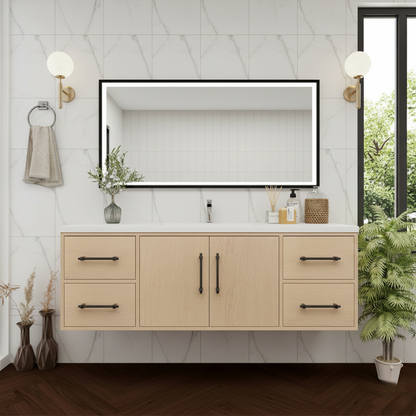 Arezzo 60" Solid Wood Floating Bathroom Vanity