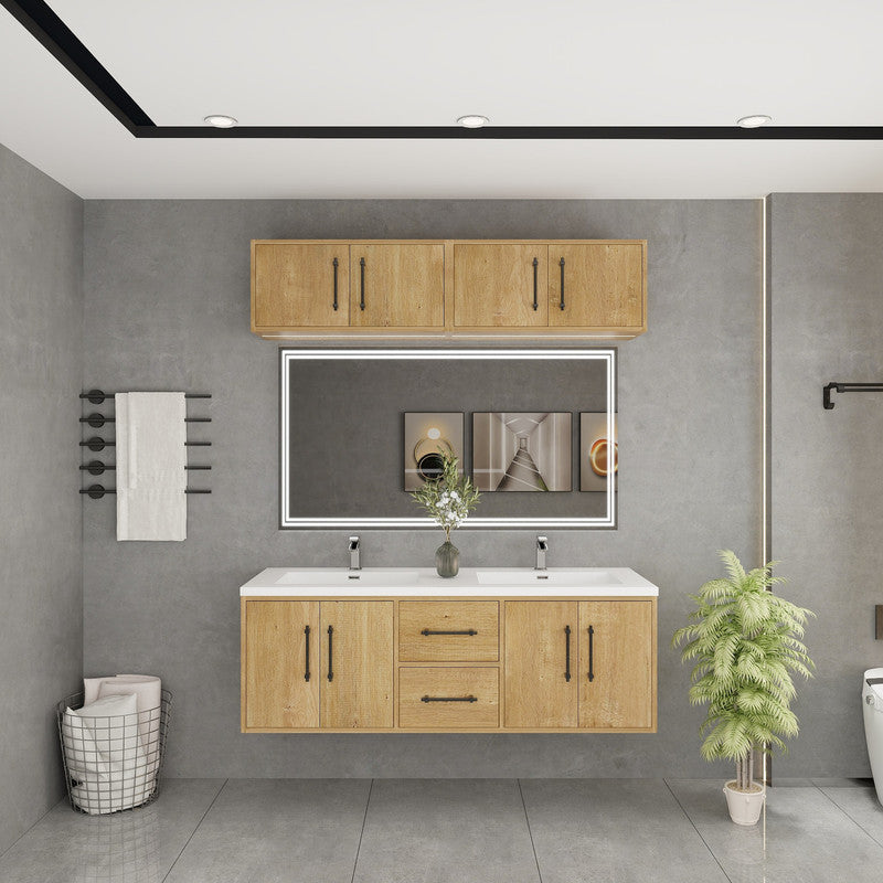 Arezzo 60" Solid Wood Double Sink Floating Bathroom Vanity