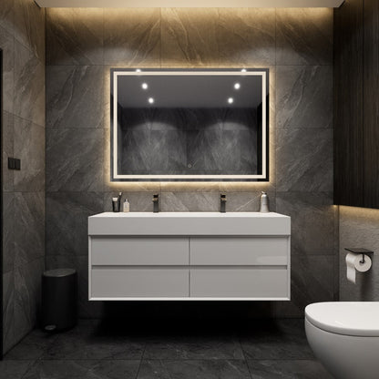 Halo 60“ Double Sink Floating Bathroom Vanity