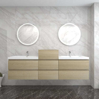 Amber 92“ Double Sink Floating Bathroom Vanity (Middle Cabinet)