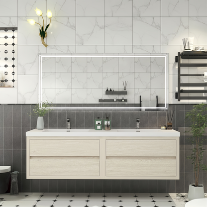 Elysia 72" Double Sink Floating Bathroom Vanity