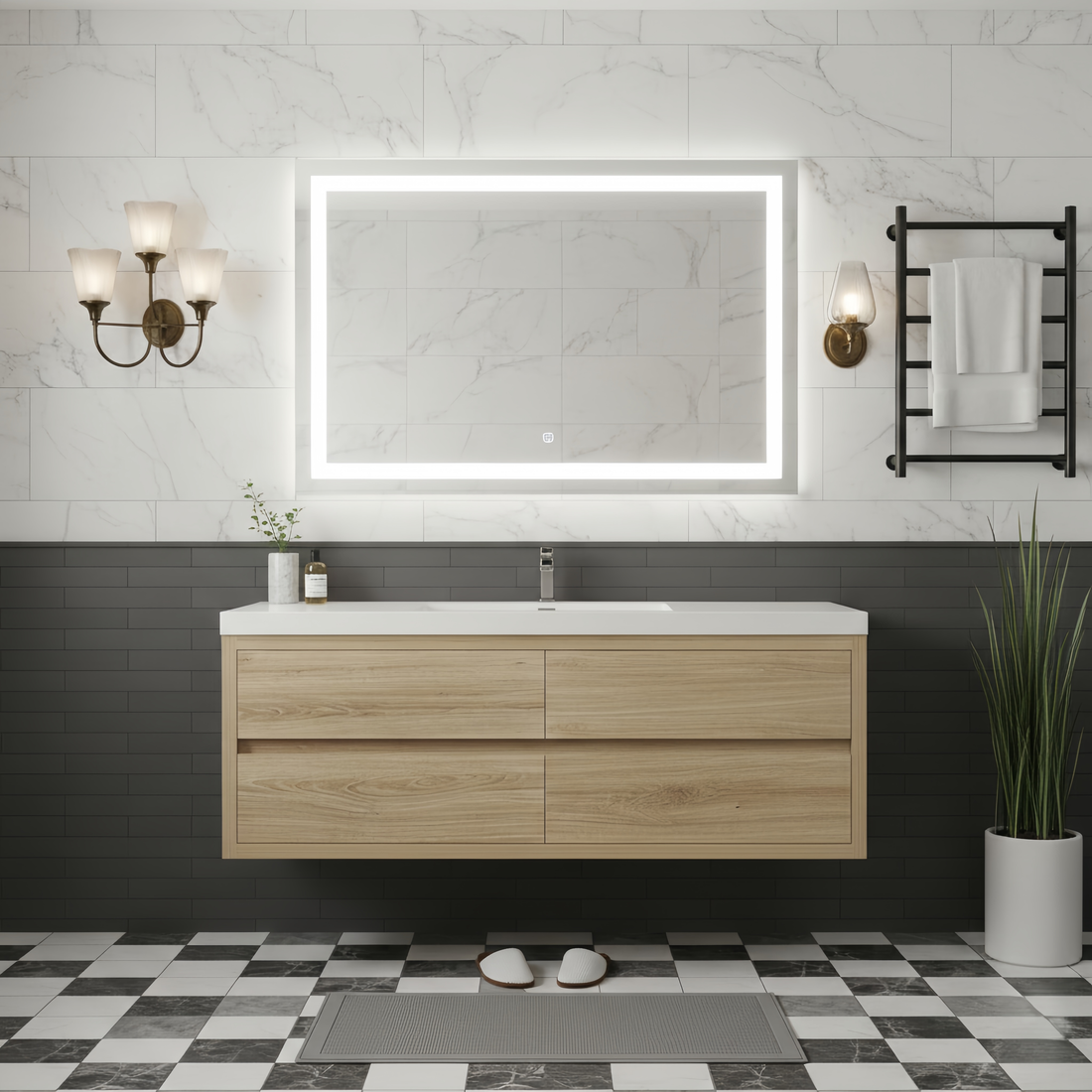 Elysia 60" Single Sink Floating Bathroom Vanity