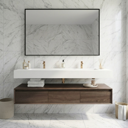 Madeno 72" Double Faucets Modern Floating Bathroom Vanity