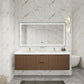Haven Fluted 72" Double Sinks Floating Vanity | Modern Curved Wall-Hung Cabinet