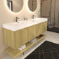 Karina 72" Fluted Double Sink Floating Bathroom Vanity with Integrated Sink