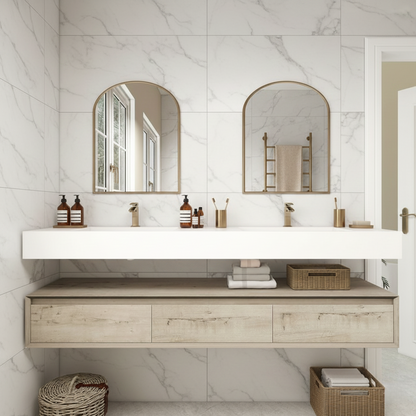 Madeno 72" Double Faucets Modern Floating Bathroom Vanity