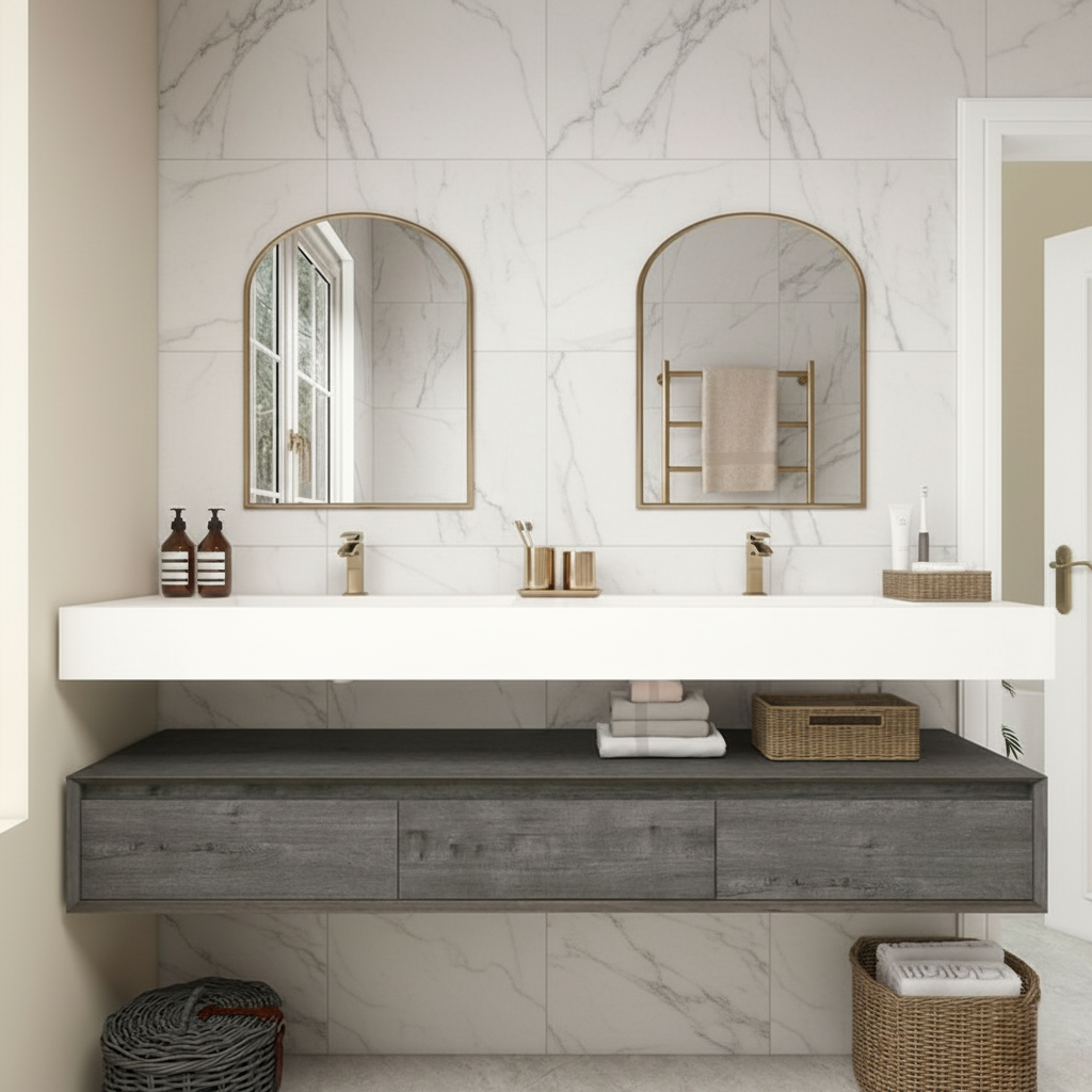 Madeno 72" Double Faucets Modern Floating Bathroom Vanity