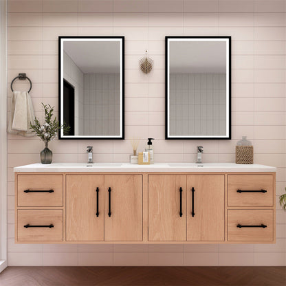 Arezzo 72" Solid Wood Double Sink Floating Bathroom Vanity