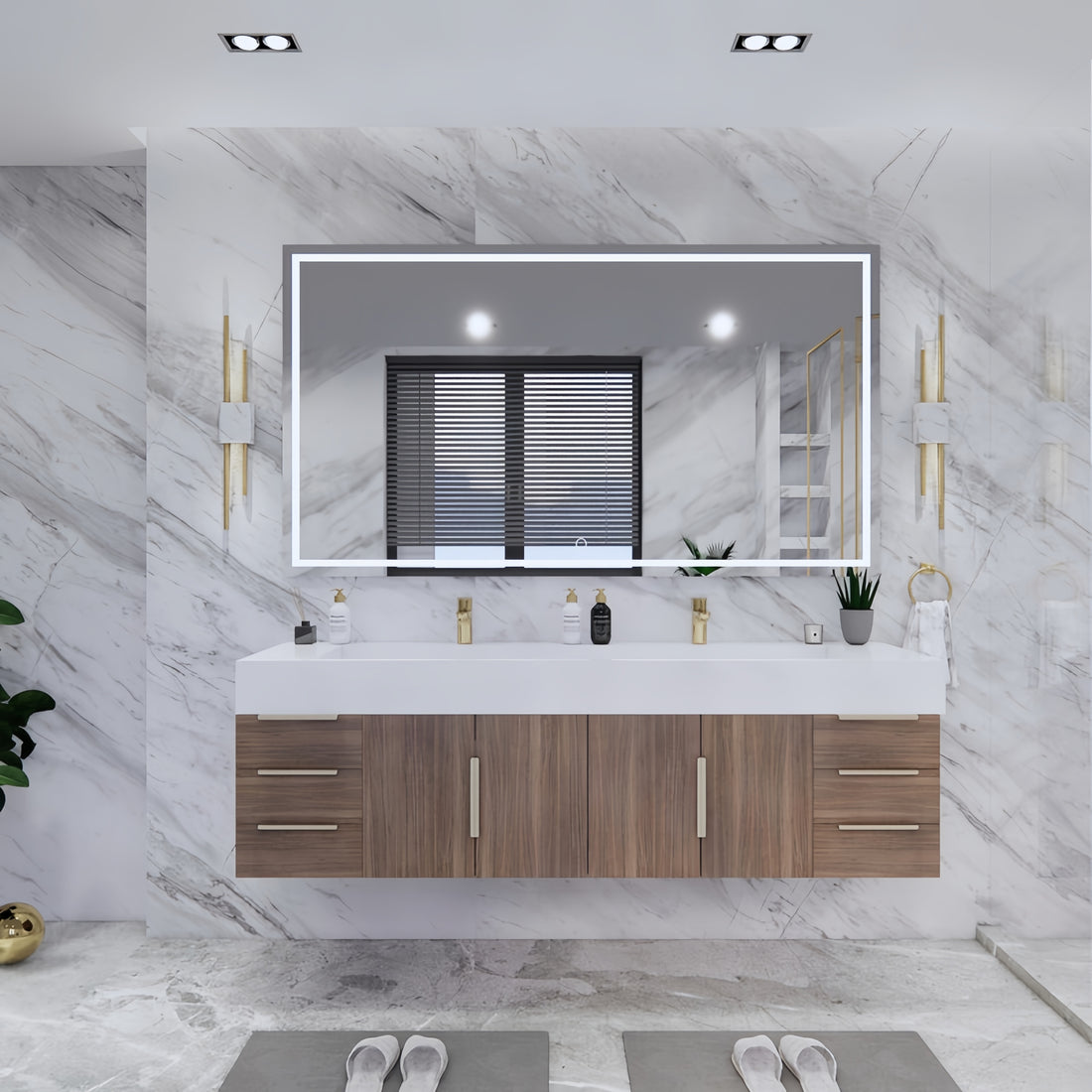 Boreal 72" Double Sink Floating Bathroom Vanity (Side Drawers)