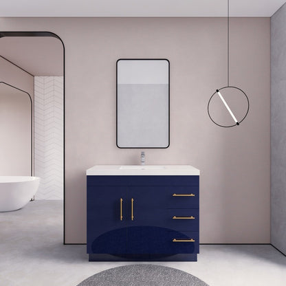 Aqua 42” Single Sink Freestanding Bathroom Vanity (Right Side Drawers)