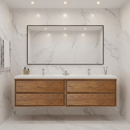 Erba 84" Double Sink Floating Bathroom Vanity