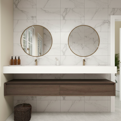 Madeno 84" Double Faucets Modern Floating Bathroom Vanity