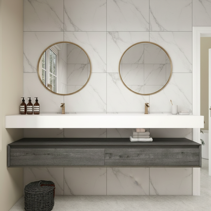 Madeno 84" Double Faucets Modern Floating Bathroom Vanity