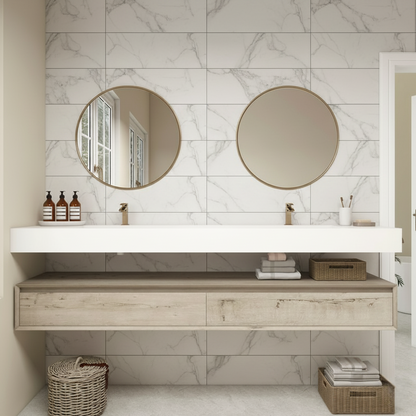 Madeno 84" Double Faucets Modern Floating Bathroom Vanity