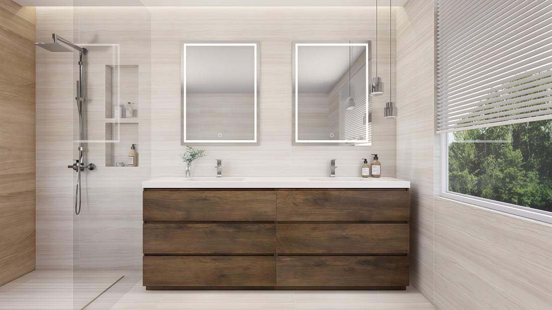 Anderson 84” Double Sink Freestanding Modern Bathroom Vanity