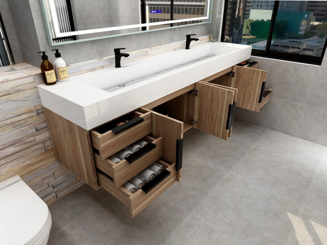 Boreal 84" Double Sink Floating Bathroom Vanity