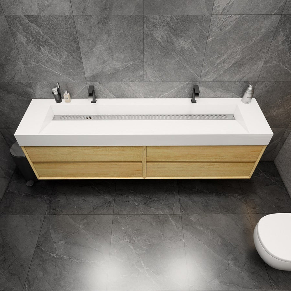 Halo 84“ Double Sink Floating Bathroom Vanity
