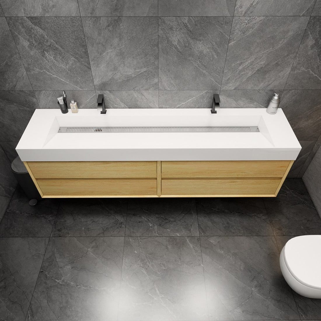 Halo 84“ Double Sink Floating Bathroom Vanity