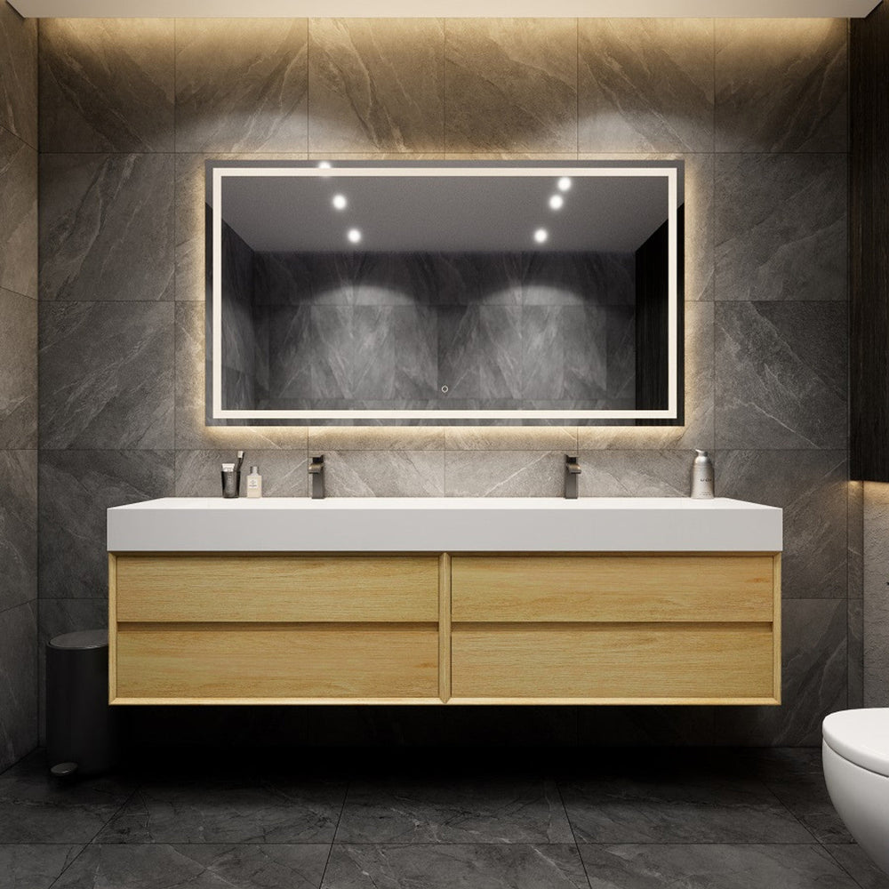 Halo 84“ Double Sink Floating Bathroom Vanity