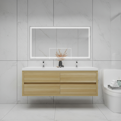 Elysia 60" Double Sink Floating Bathroom Vanity