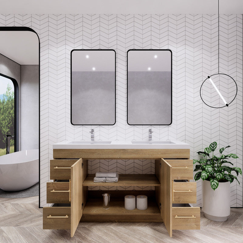 Aqua 60” Double Sink Freestanding Bathroom Vanity