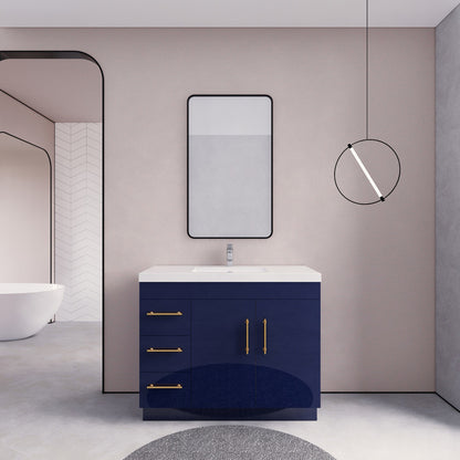 Aqua 42” Single Sink Freestanding Bathroom Vanity (Left Side Drawers)