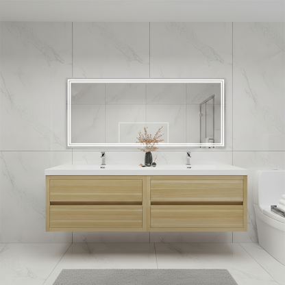 Elysia 72" Double Sink Floating Bathroom Vanity