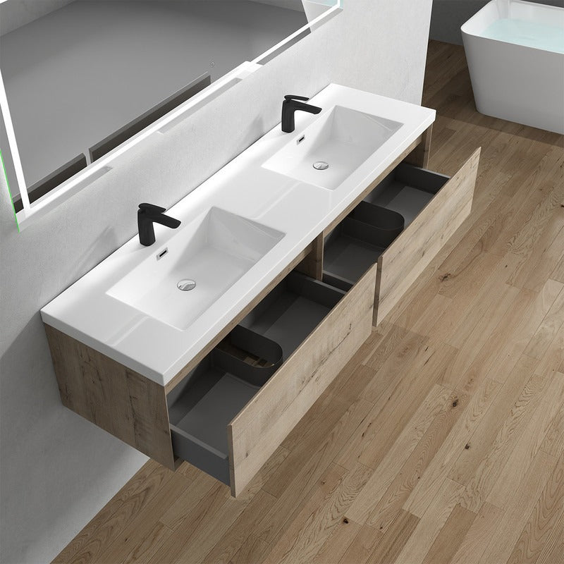 Nordic 72” Double Sink Floating Bathroom Vanity