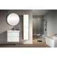 A wall-mounted Fiora bathroom vanity with a mirrored cabinet above a rectangular sink, in a modern bathroom setting.