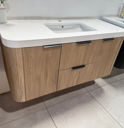 Haven Fluted 42" Floating Vanity | Modern Curved Wall-Hung Cabinet